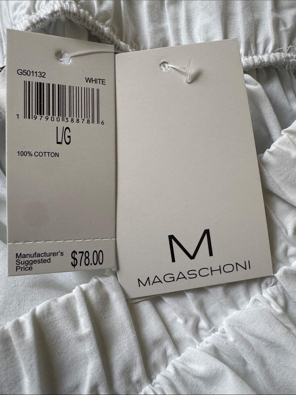 Magaschoni White Poplin A-Line Maxi Skirt Size Large -NWT - Picture 6 of 6